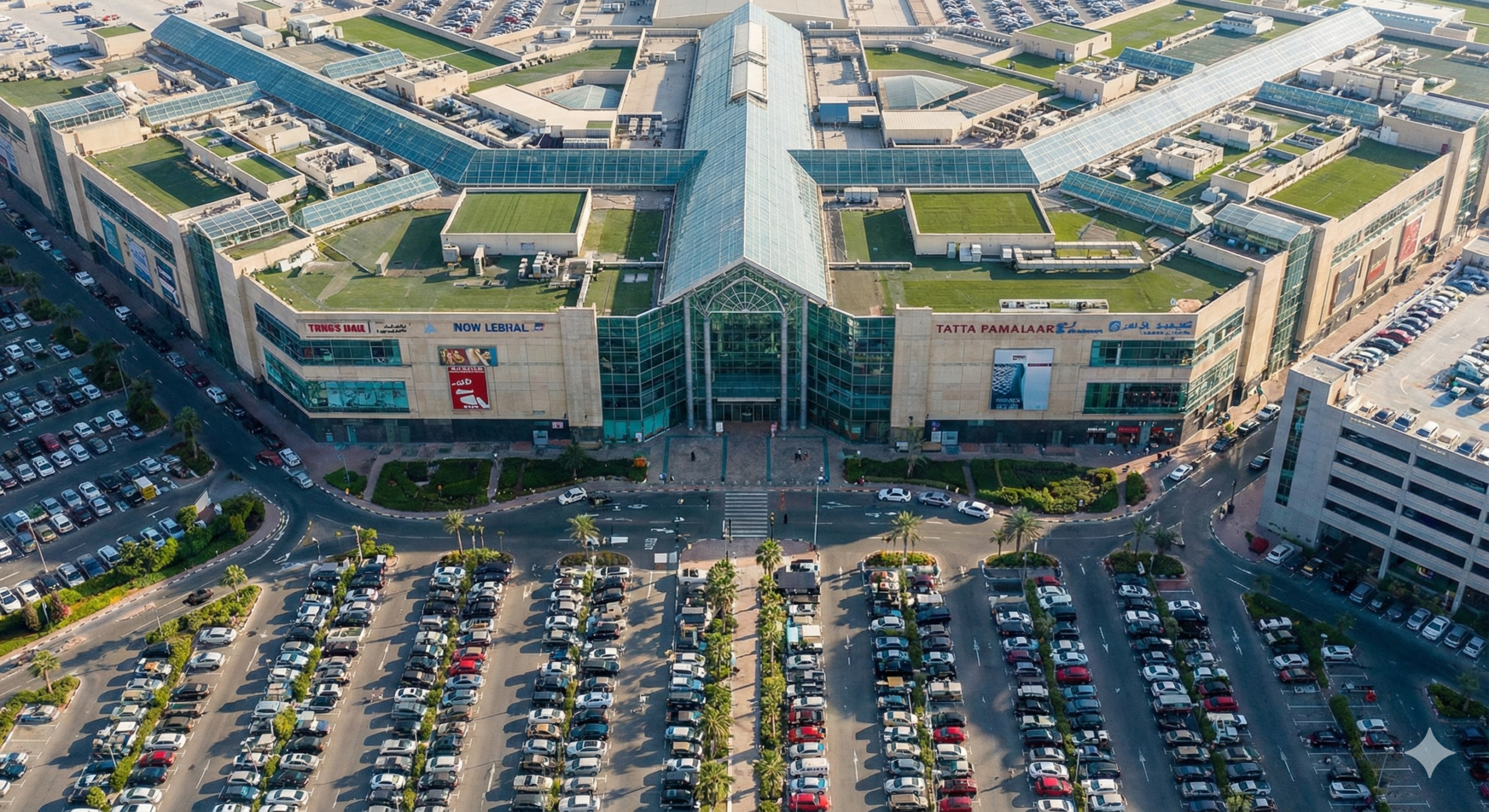 Large commercial parking lot monitored by mobile security camera trailers